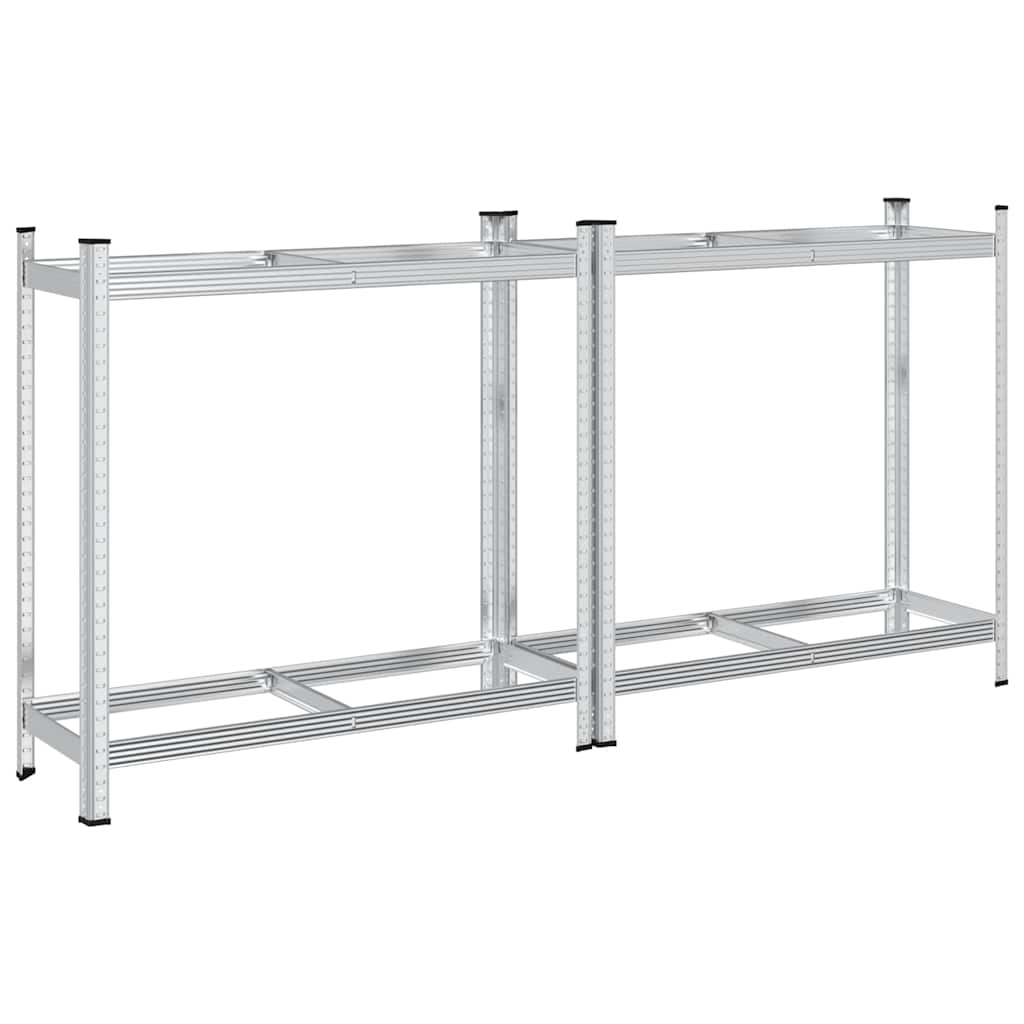 Rack pneumatici vidaxl a 2 strati 2 pezzi 110x40x109 cm in argento in acciaio colorato