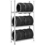 Vidaxl Tire Rack 3 couches 110x40x200 cm en acier argenté coloré