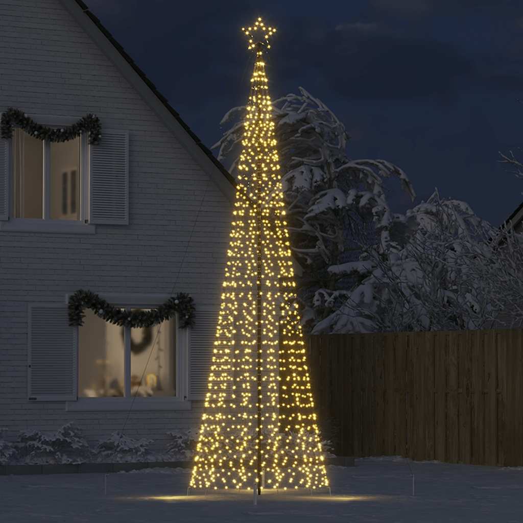 VidaXL Sapin de Noël LED avec piquets 1534 LED blanc chaud 500 cm