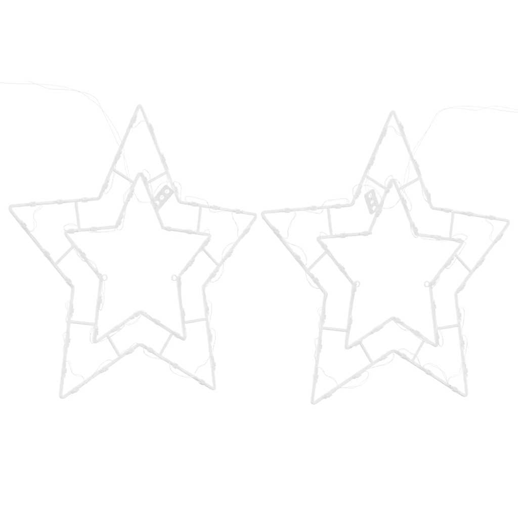 VidaXL lumières de Noël silhouette étoile 2 pcs 50 LED blanc chaud