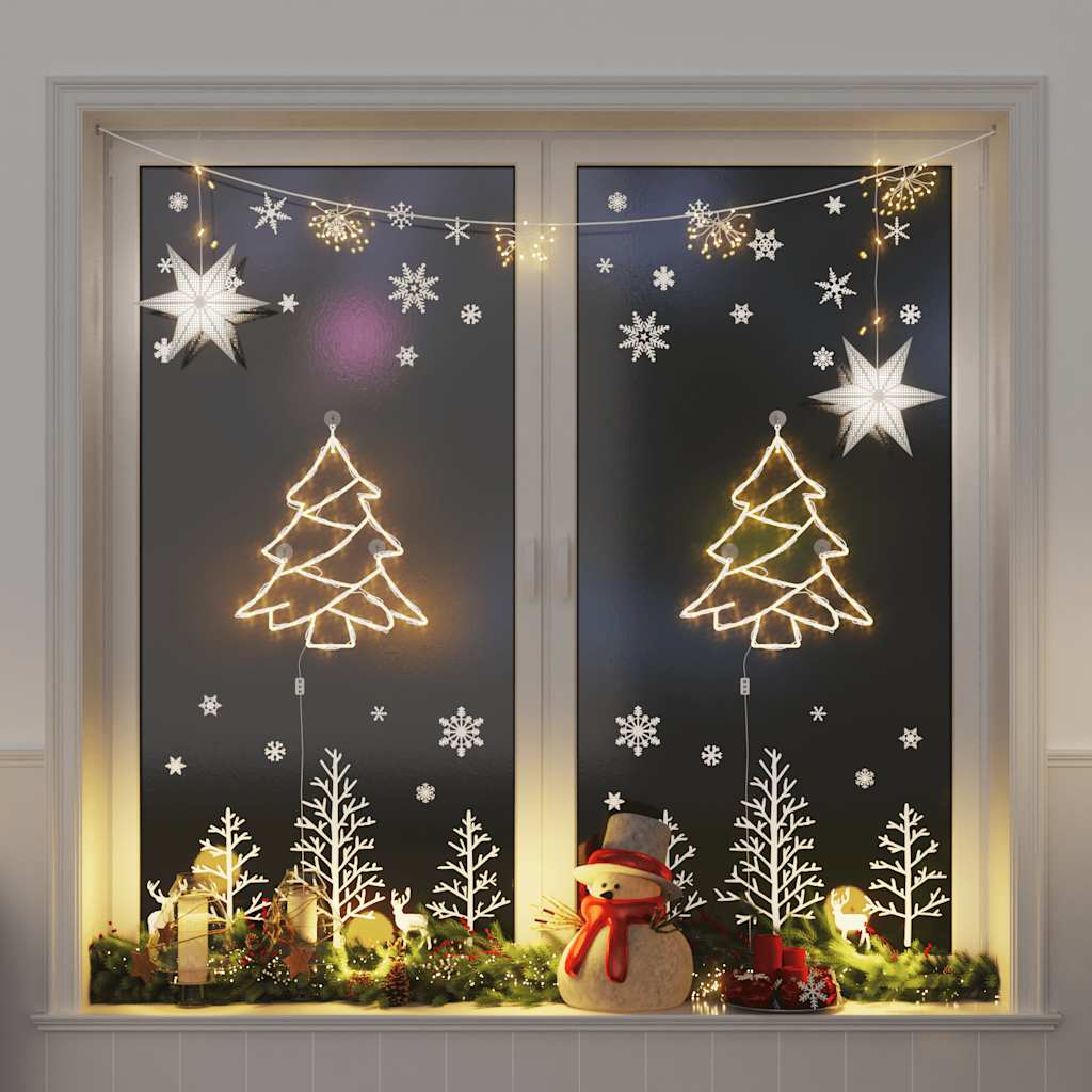 VidaXL lumières de Noël silhouette d'arbre de Noël 2 pcs 50 LED blanc chaud