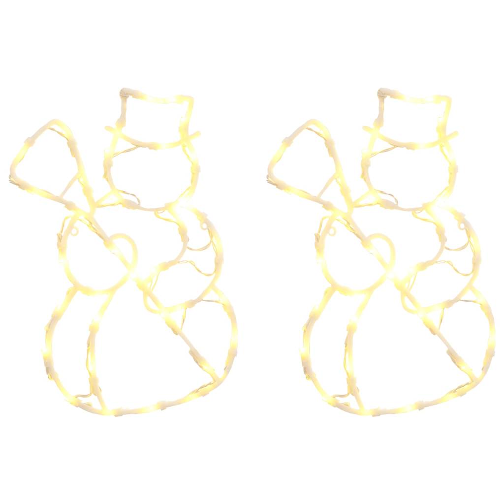 VidaXL lumières de Noël silhouette de bonhomme de neige 2 pcs 35 LED blanc chaud