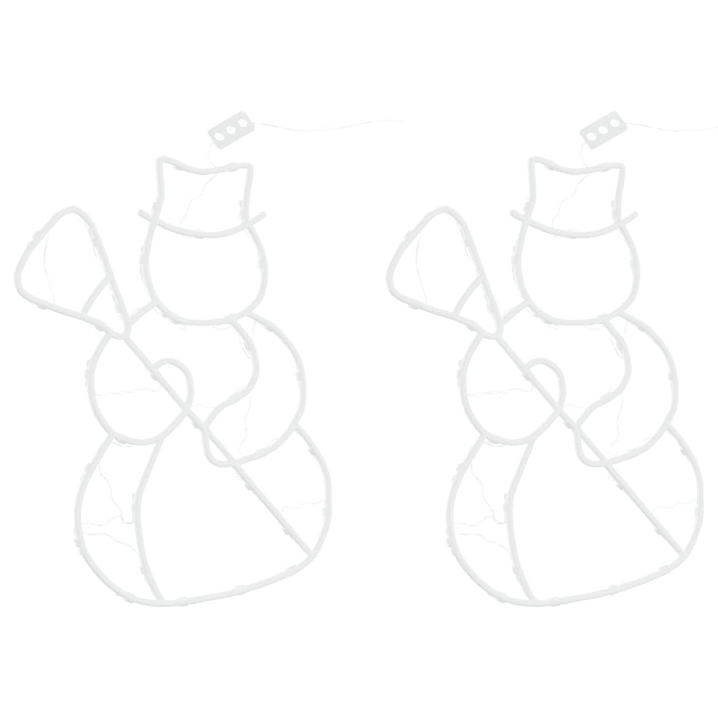 VidaXL lumières de Noël silhouette de bonhomme de neige 2 pcs 35 LED blanc chaud