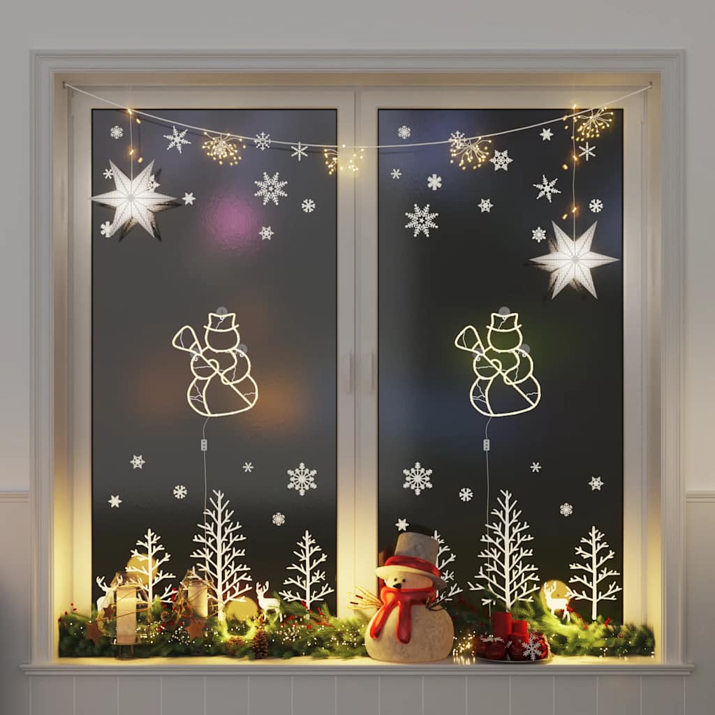 VidaXL lumières de Noël silhouette de bonhomme de neige 2 pcs 35 LED blanc chaud