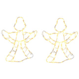 VidaXL lumières de Noël silhouette d'ange 2 pcs 50 LED blanc chaud