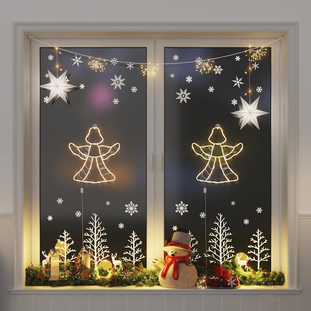 VidaXL lumières de Noël silhouette d'ange 2 pcs 50 LED blanc chaud