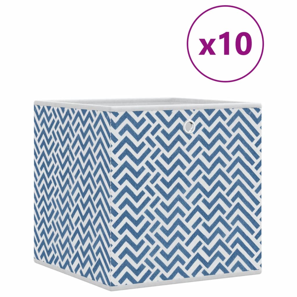 Vidaxl opbergboxen 10 st inklapbaar 32x32x32 cm ongeweven stof blauw