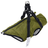 VidaXL manteau pour chien avec harnais imperméable réfléchissant vert armée l28