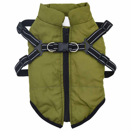 VidaXL manteau pour chien avec harnais imperméable réfléchissant vert armée l32