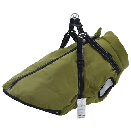 VidaXL manteau pour chien avec harnais imperméable réfléchissant vert armée l48