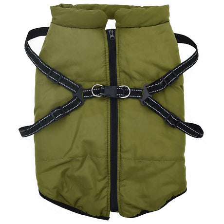 VidaXL manteau pour chien avec harnais imperméable réfléchissant vert armée l48
