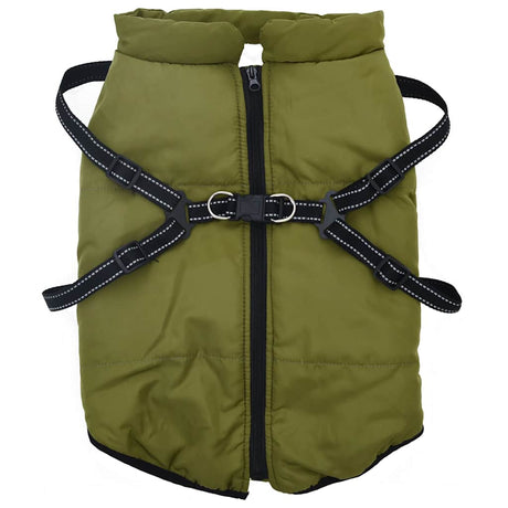 VidaXL manteau pour chien avec harnais imperméable réfléchissant vert armée l52