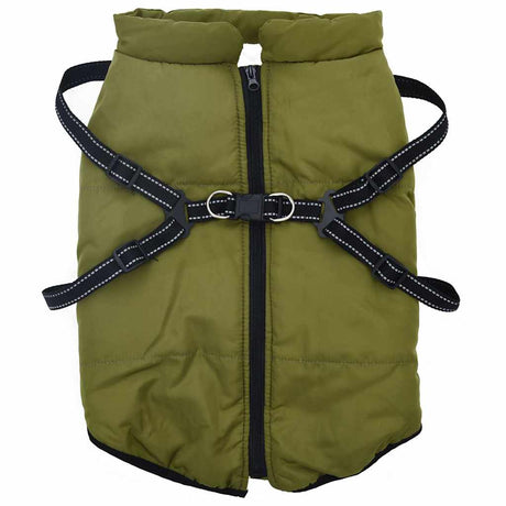VidaXL manteau pour chien avec harnais imperméable réfléchissant vert armée l68