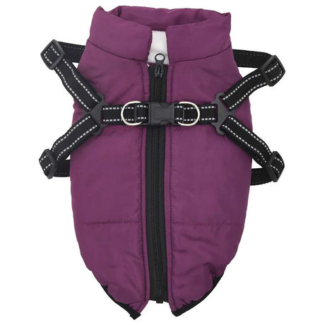 Vidaxxl manteau pour chien avec harnais imperméable réfléchissant violet l24