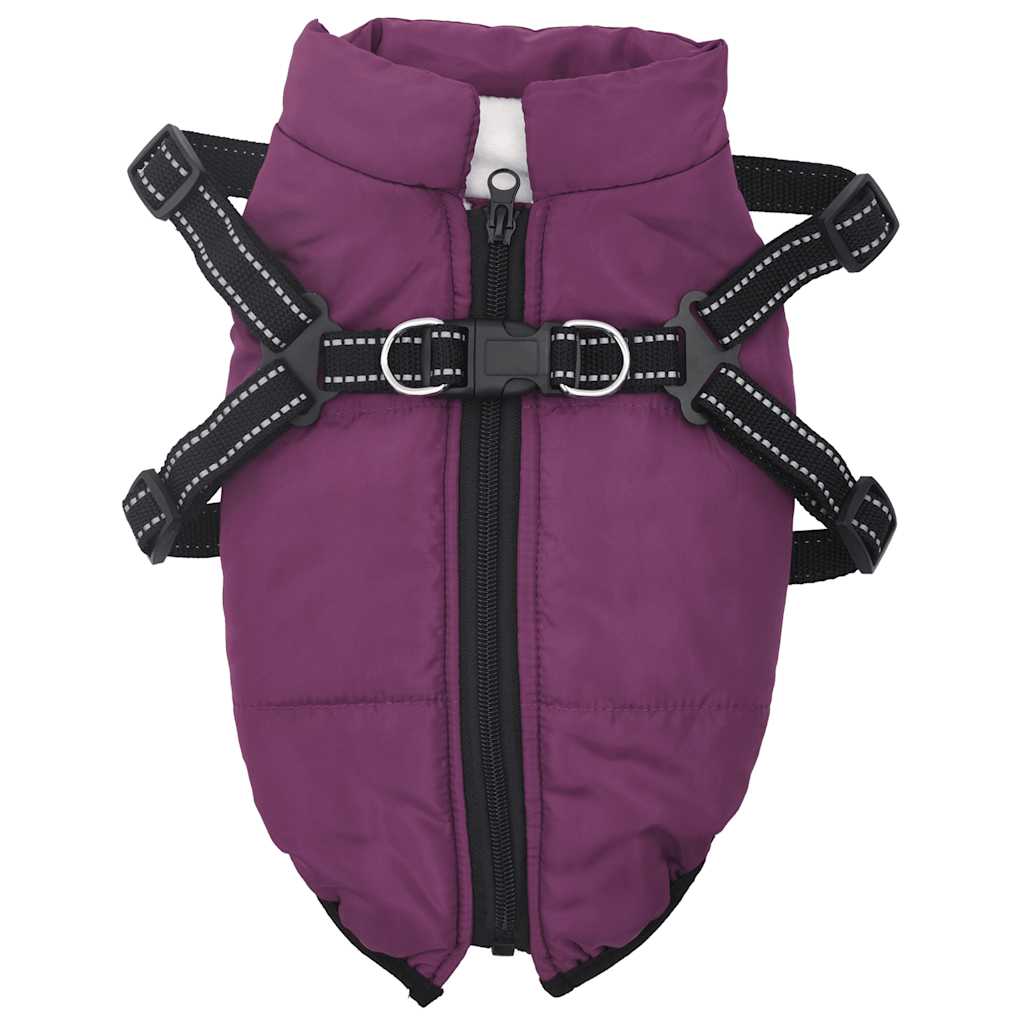 Vidaxxl manteau pour chien avec harnais imperméable réfléchissant violet l36