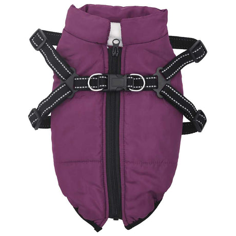 Vidaxxl manteau pour chien avec harnais imperméable réfléchissant violet l36