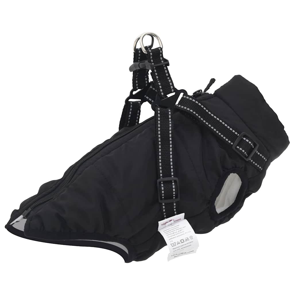 VidaXL manteau pour chien avec harnais imperméable réfléchissant noir l24