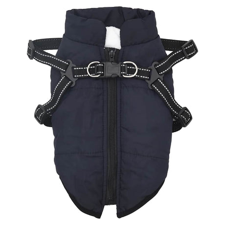 VidaXL manteau pour chien avec harnais imperméable réfléchissant bleu marine l32