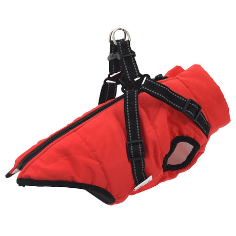 Vidaxxl manteau pour chien avec harnais imperméable réfléchissant rouge l28