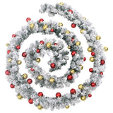 VidaXL guirlande de Noël avec boules de Noël et lumières LED 5 m PVC vert
