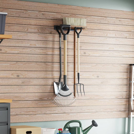 VidaXL porte-outils de jardin mural en acier noir