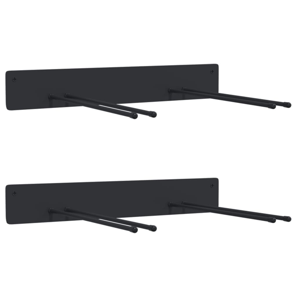 Vidaxl porte-outils de jardin 2 pcs montage mural acier noir