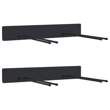 Vidaxl porte-outils de jardin 2 pcs montage mural acier noir