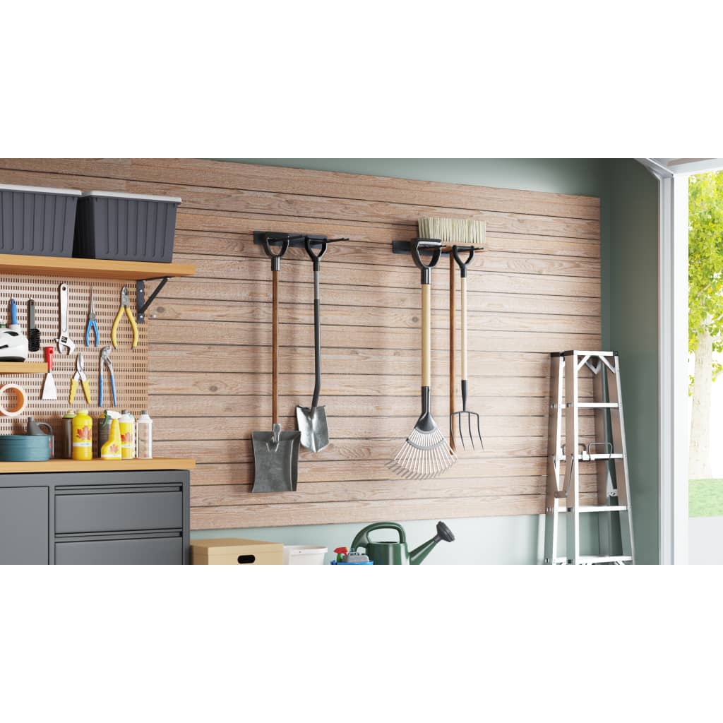 Vidaxl porte-outils de jardin 2 pcs montage mural acier noir