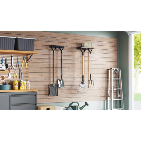 Vidaxl porte-outils de jardin 2 pcs montage mural acier noir