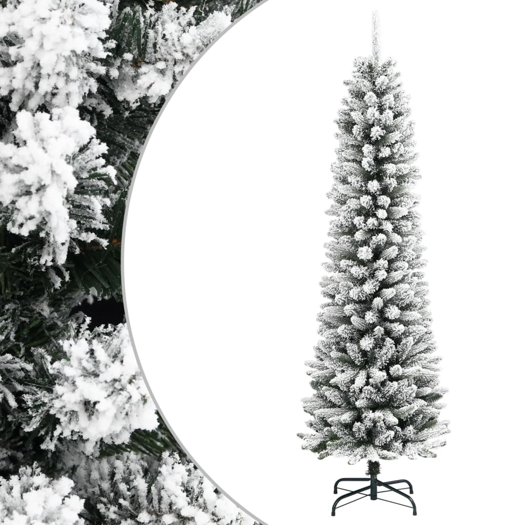 Vidaxx sapin de Noël artificiel avec neige étroit 210 cm PVC et PE