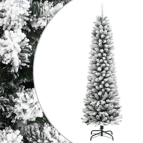 Vidaxx sapin de Noël artificiel avec neige étroit 210 cm PVC et PE