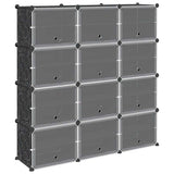 Meuble de rangement Vidaxl avec 12 compartiments et portes noires en polypropylène