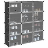 Meuble de rangement Vidaxl avec 12 compartiments et portes noires en polypropylène