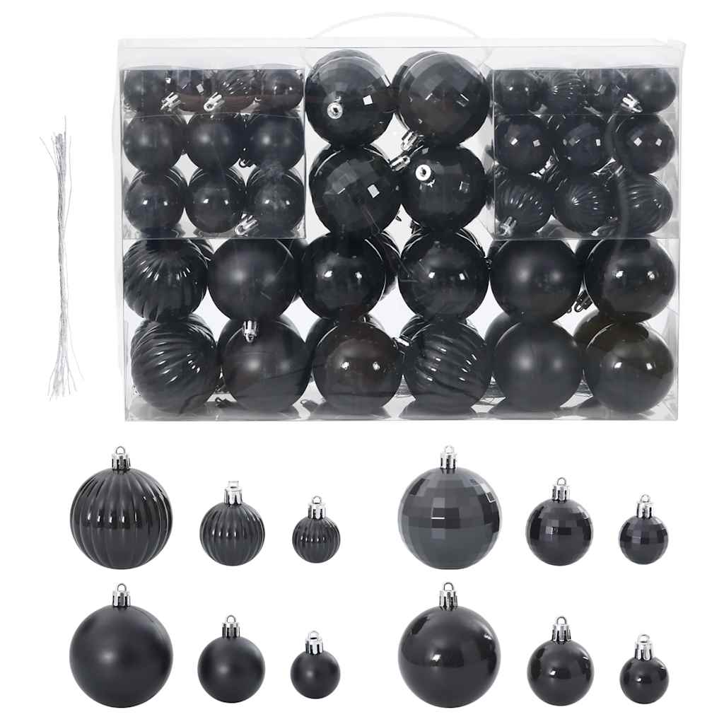Vidaxl boules de Noël 100 pcs ø3 4 6 cm noir