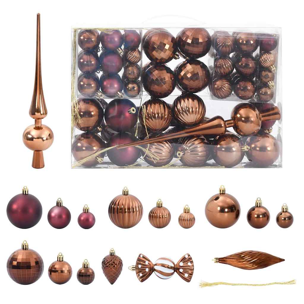 Vidaxl boules de Noël 98 pcs ø3 4 6 cm marron