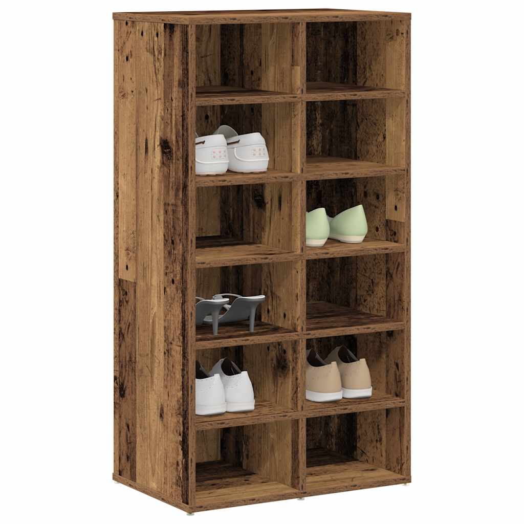 Vidaxl Shoe Rack 54x34x100.5 cm Madera procesada Madera vieja coloreada