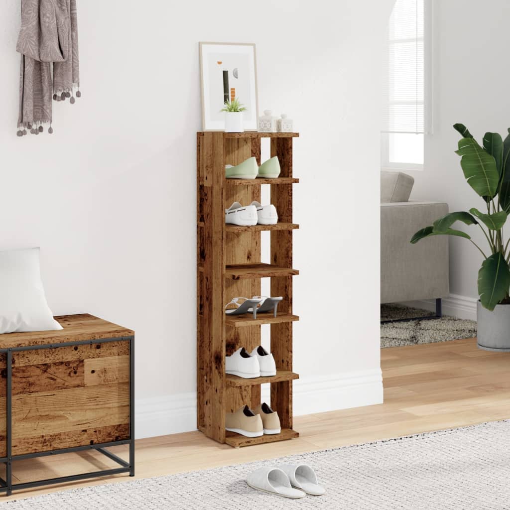 VidaXL armoire à chaussures 28x27x102 cm bois fini, couleur bois ancien