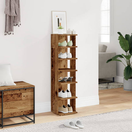 VidaXL armoire à chaussures 28x27x102 cm bois fini, couleur bois ancien