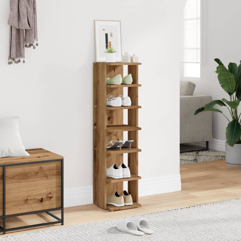 Vidaxl Shoe Cabinet 28x27x102 cm forarbejdet træ Artisanal Oak -farvet