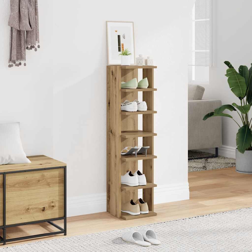 Vidaxx meuble à chaussures 28x27x102 cm en bois travaillé, couleur chêne artisanal