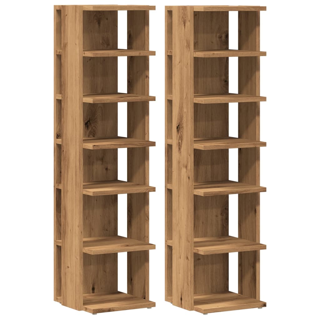 Vidaxl Shoe Cabinets 2 St 28x27x102 cm Forarbejdet træ Artisanal Oak