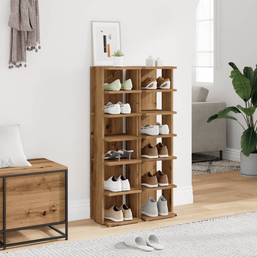 Vidaxl Shoe Cabinets 2 St 28x27x102 cm Forarbejdet træ Artisanal Oak