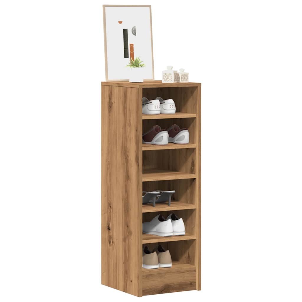 Vidaxl Shoe Cabinet 32x35x92 cm Forarbejdet træ Artisanal eg Farve