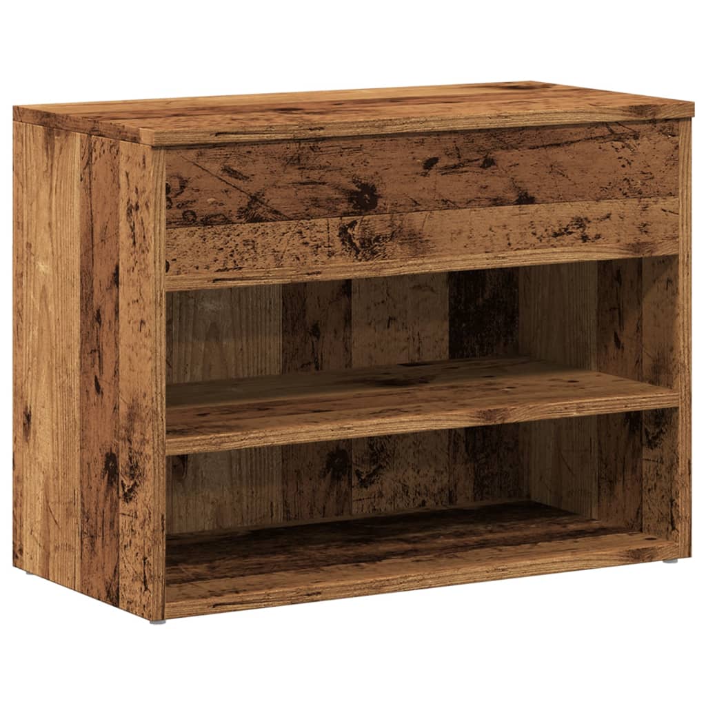 Vidaxl schoenenbank 60x30x45 cm bewerkt hout oud houtkleurig