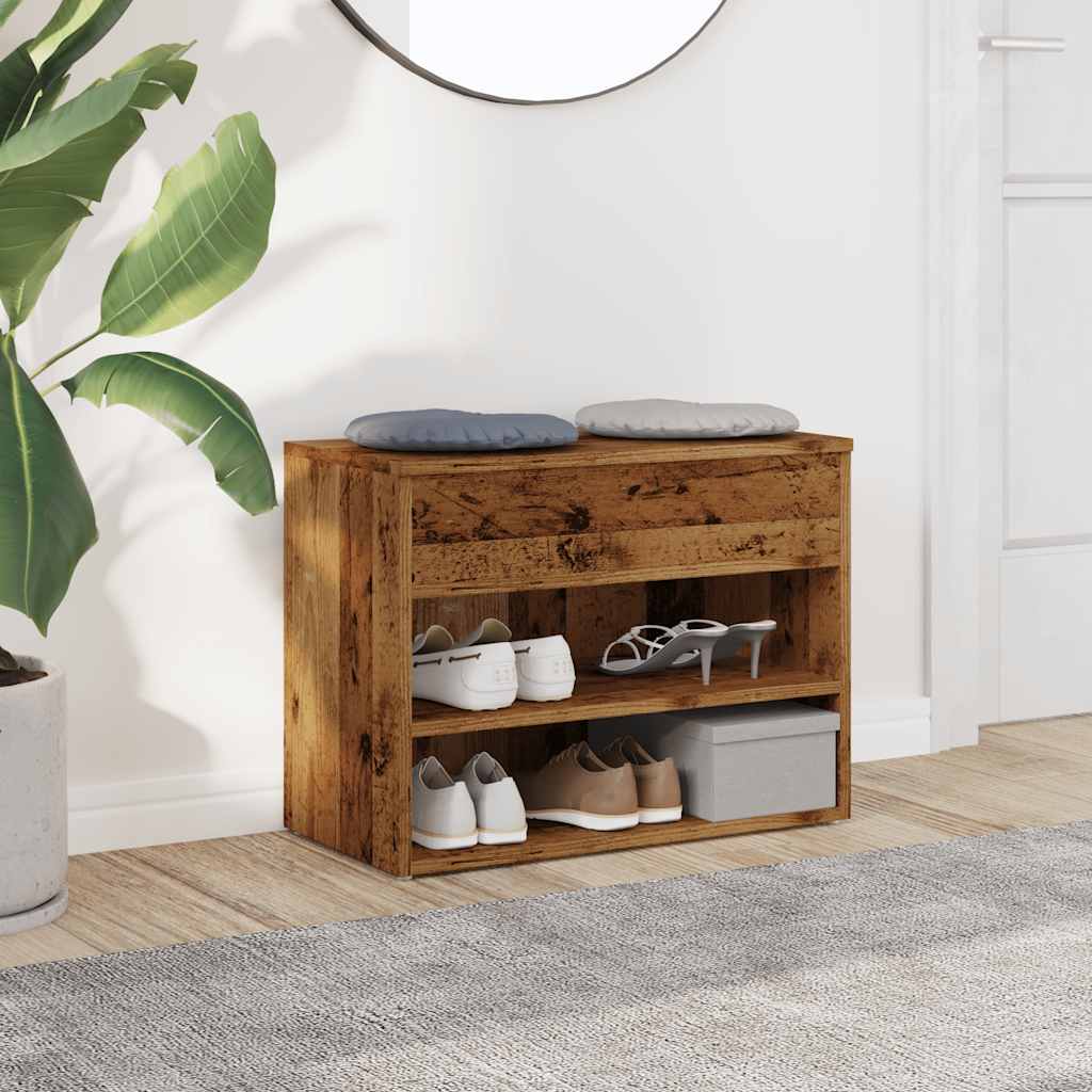 VidaXL banc à chaussures 60x30x45 cm bois travaillé, couleur bois ancien