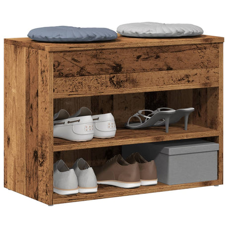 VidaXL banc à chaussures 60x30x45 cm bois travaillé, couleur bois ancien