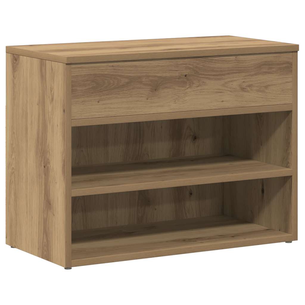 Banc à chaussures VidaXL 60x30x45 cm en bois travaillé, couleur chêne artisanal