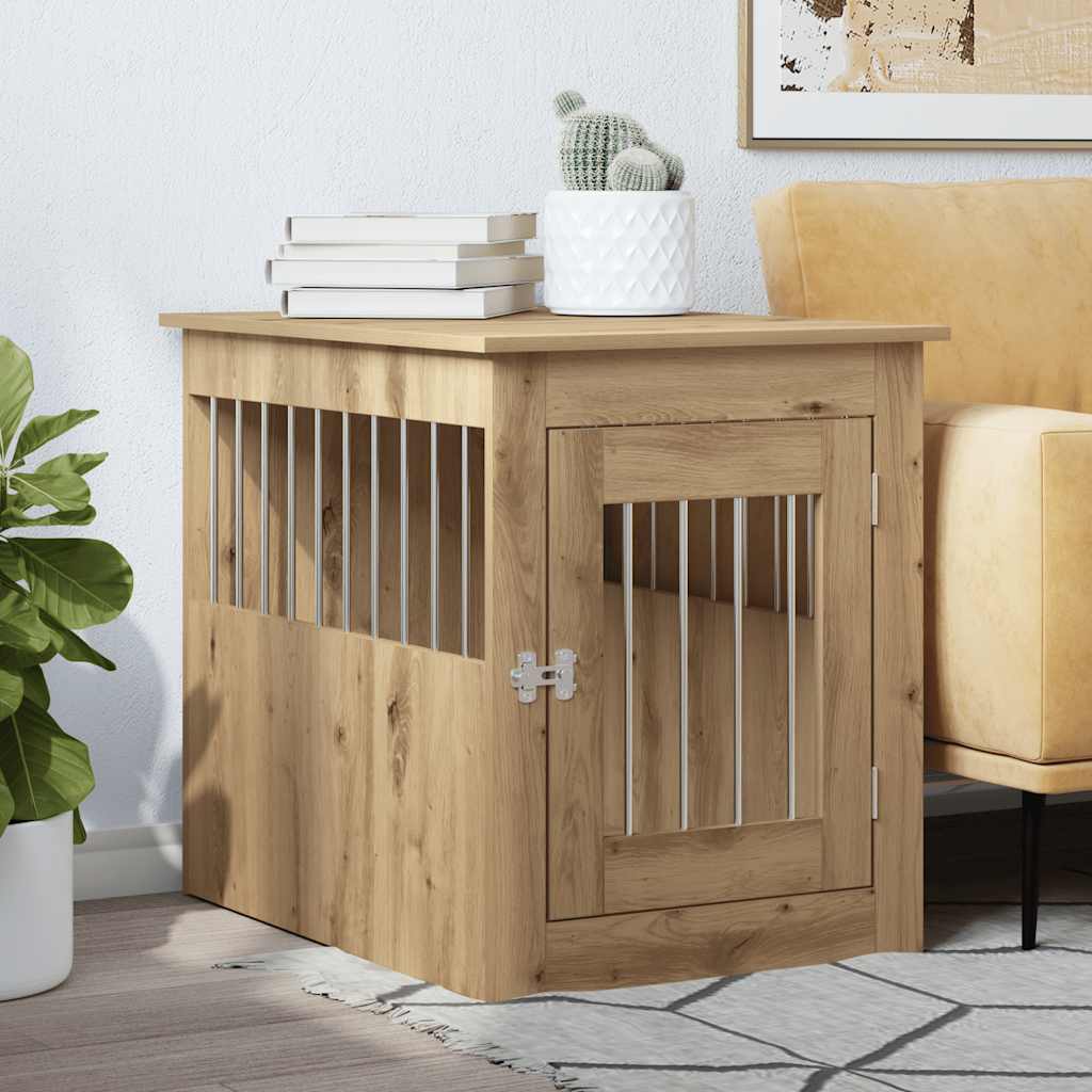Vidaxxl cage pour chien 55x75x65 cm en bois travaillé, couleur chêne artisanal