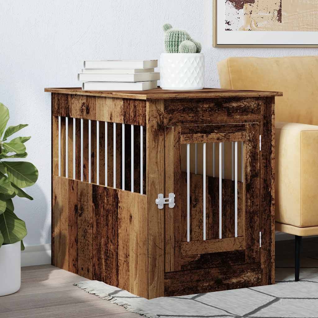 Vidaxxl cage pour chien 55x80x68 cm bois artisanal, couleur bois ancien