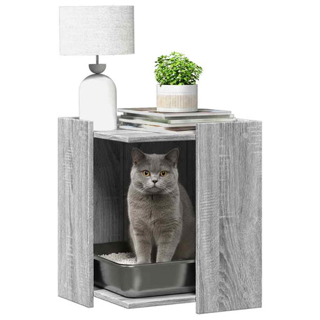 Vidaxxl litière pour chat 42x42x51 cm bois fini gris couleur chêne sonoma